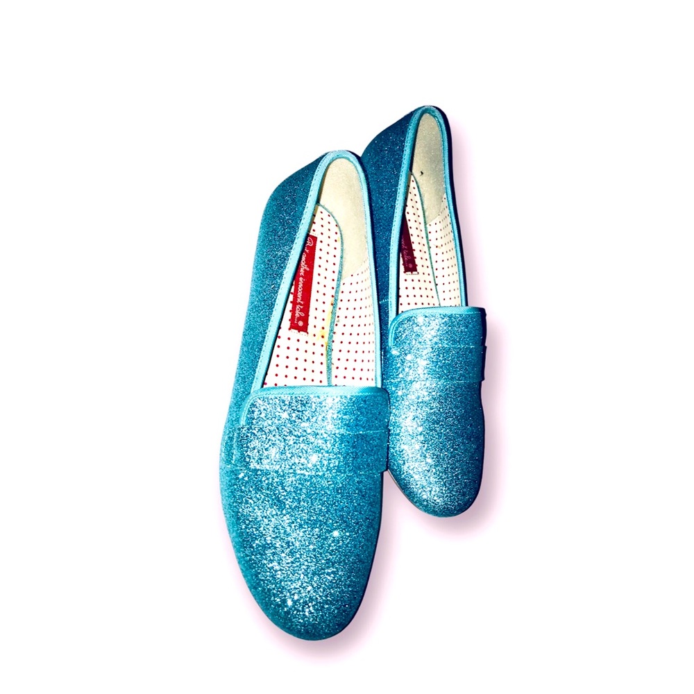 BAIT Size 10 Sky blue glittery bling flats - Picture 3 of 9